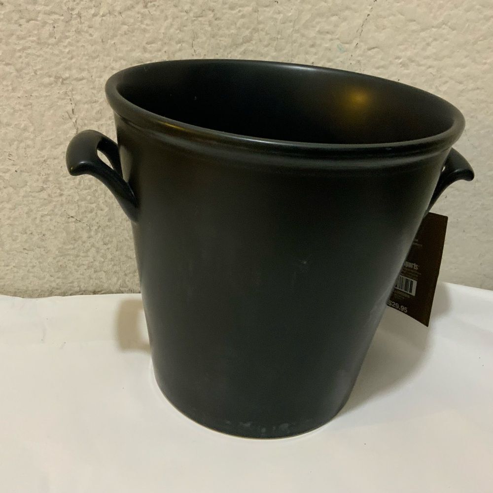 New Pier 1 Imports Stoneware Bucket With Handles 7.5"